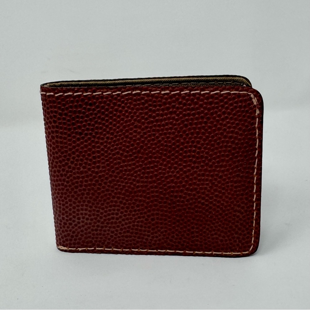 Bills Khakis | Classic Brown Leather Wallet, Made From Football Material - NWOT - Picture 2 of 6